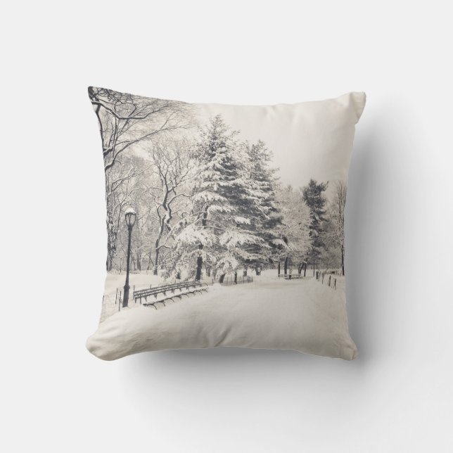 Central Park Winter Path - New York City Cushion (Front)