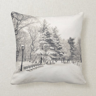Central Park Winter Path - New York City Cushion