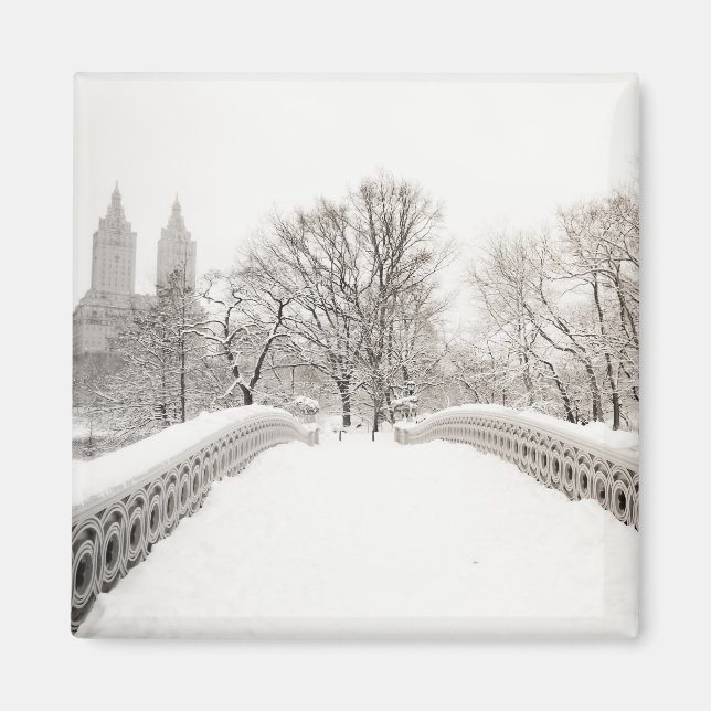 Central Park Winter Romance - Bow Bridge Magnet (Front)