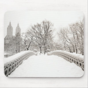 Central Park Winter Romance - Bow Bridge Mouse Pad