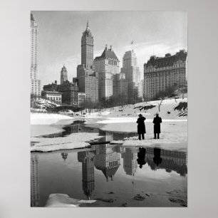 Central Park Winter Scene, 1933. Vintage Photo Poster