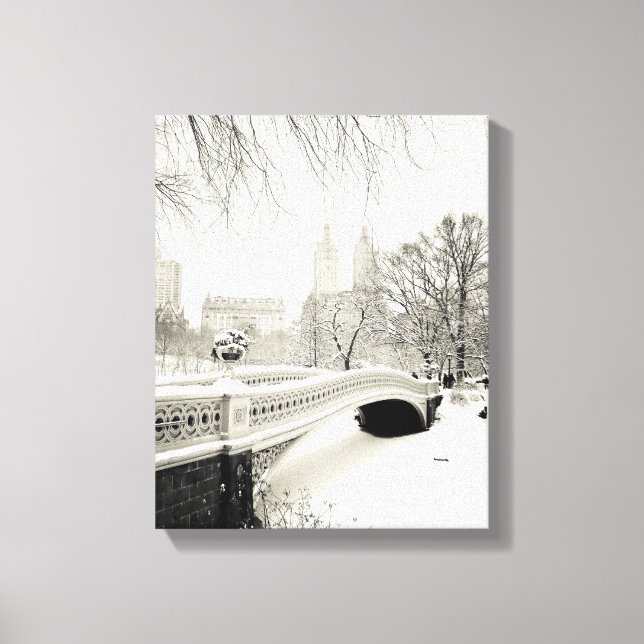 Central Park Winter - Snow on Bow Bridge Canvas Print (Front)