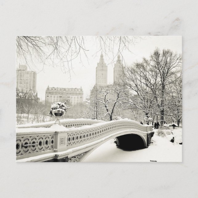 Central Park Winter - Snow on Bow Bridge Postcard (Front)