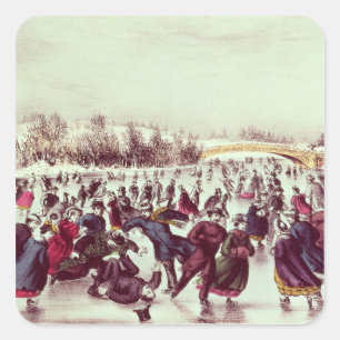 Central Park, Winter: The Skating Carnival Square Sticker