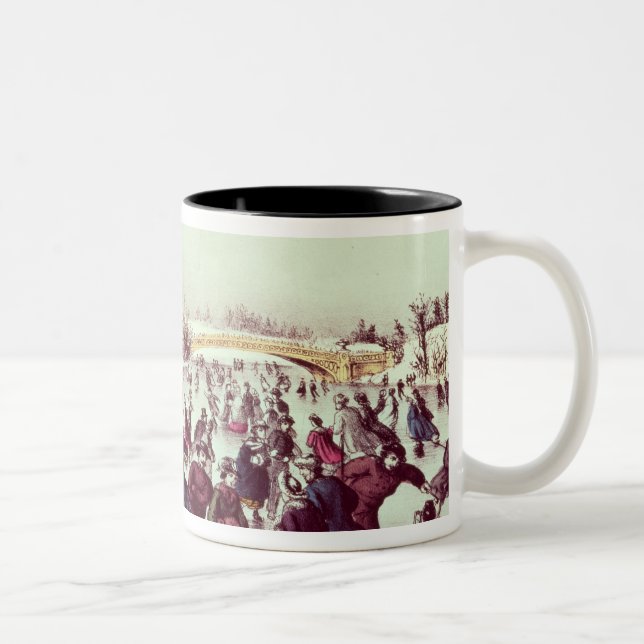 Central Park, Winter: The Skating Carnival Two-Tone Coffee Mug (Right)