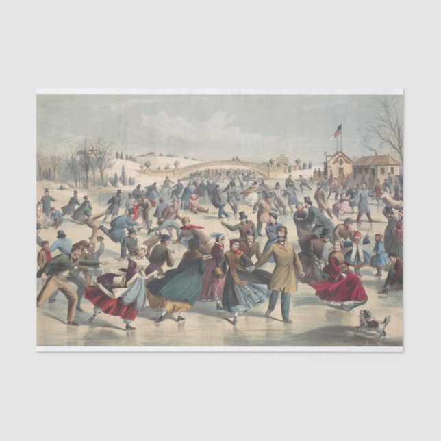 Central-Park, winter. The skating pond. New York Tissue Paper (Front)