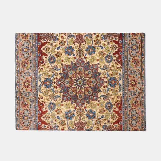 Central Persia Blue Symmetrical Stars  Doormat (Front)