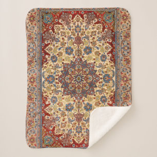 Central Persia Blue Symmetrical Stars  Sherpa Blanket