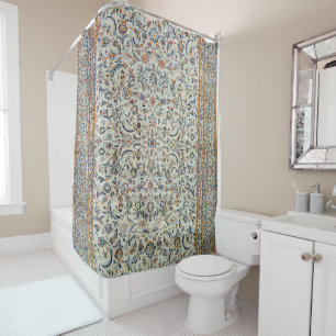 Central Persia Muted Dusty Cream Grey Rug Shower Curtain