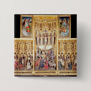 Central section of the Ambierle Altarpiece 15 Cm Square Badge