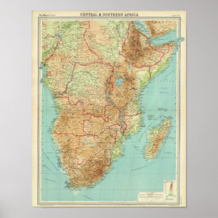 Central & Southern Africa with shipping routes Poster