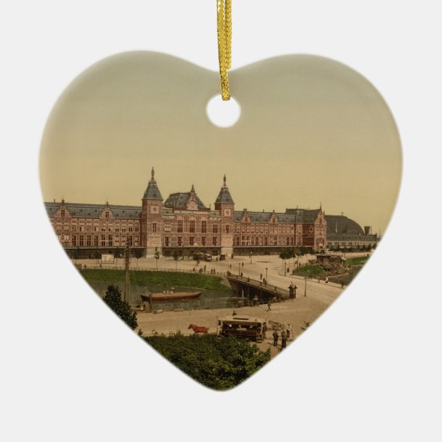 Central Station, Amsterdam, Netherlands Ceramic Tree Decoration (Front)