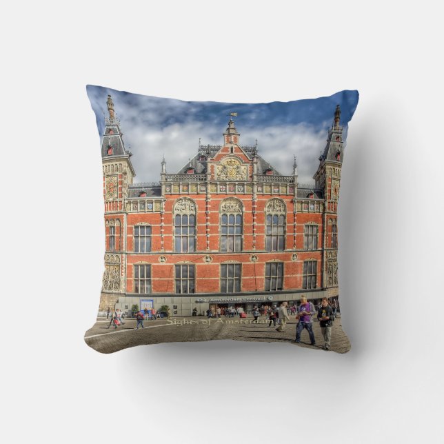 Central Station, Sights of Amsterdam Cushion (Front)