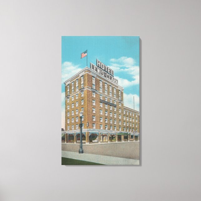 Centralia, WA - View of Hotel Lewis-Clark Canvas Print (Front)
