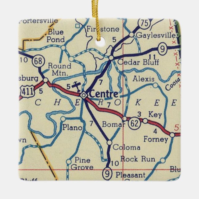 Centre AL Vintage Map Ceramic Ornament (Front)