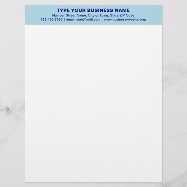 Centre Aligned and Monochrome Blue Heading of Custom Letterhead (Front)