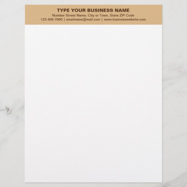 Centre Aligned and Monochrome Brown Heading of Custom Letterhead (Front)