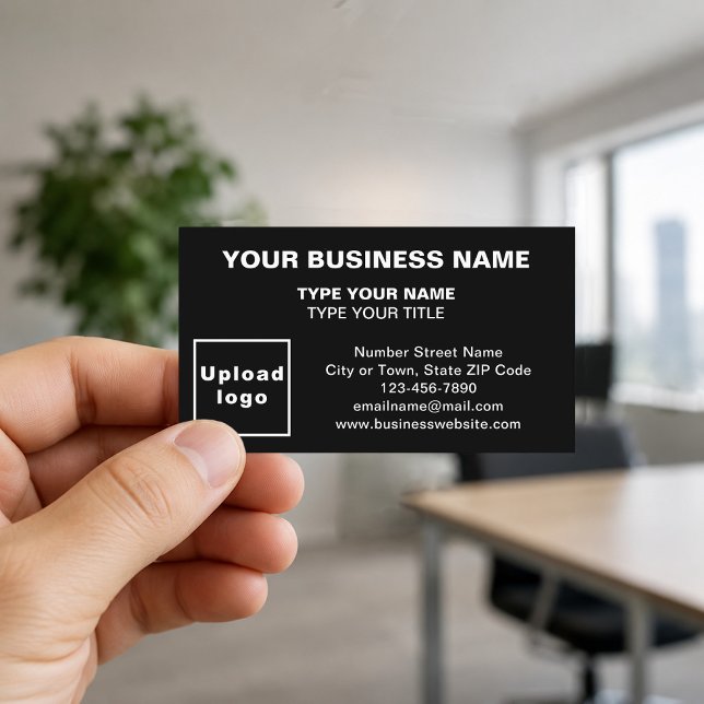 Centre-Aligned Black Business Cards (Front of the business card)