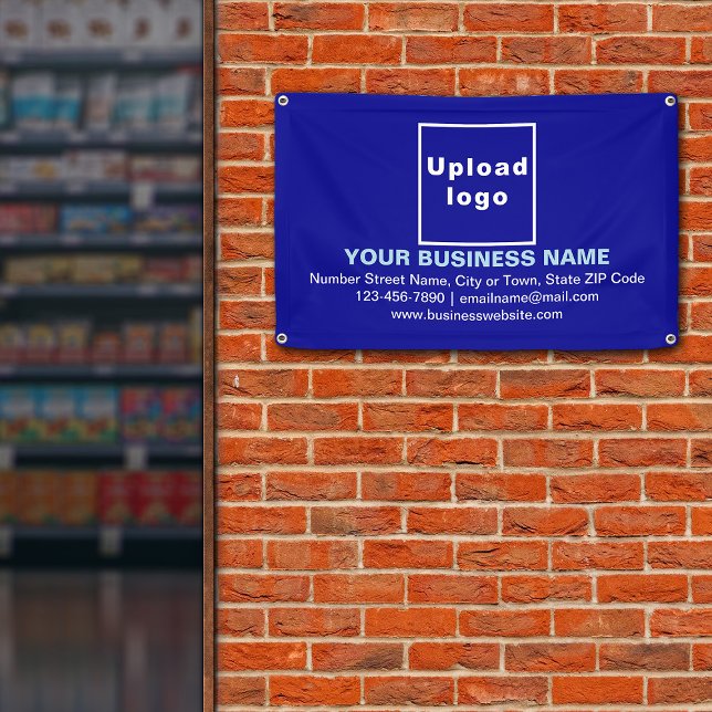Centre Aligned Business Brand on Blue Banner (Blue banner with your business brand in center aligned style)