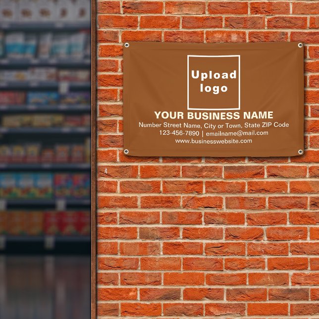 Centre Aligned Business Brand on Brown Banner (Brown banner with your business brand in center aligned style)