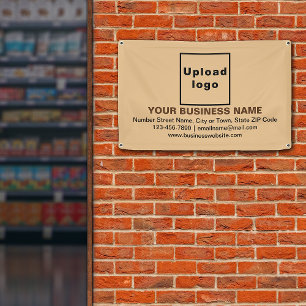 Centre Aligned Business Brand on Light Brown Banner