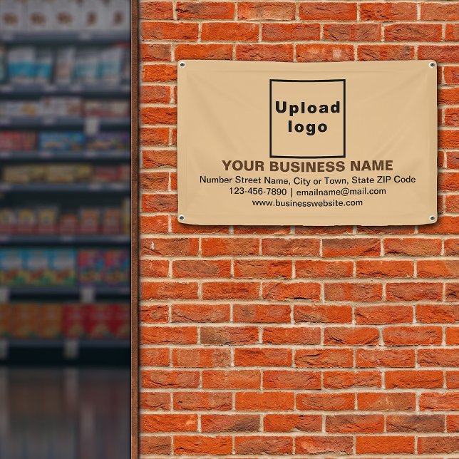 Centre Aligned Business Brand on Light Brown Banner (Light brown banner with your business brand in center aligned style)