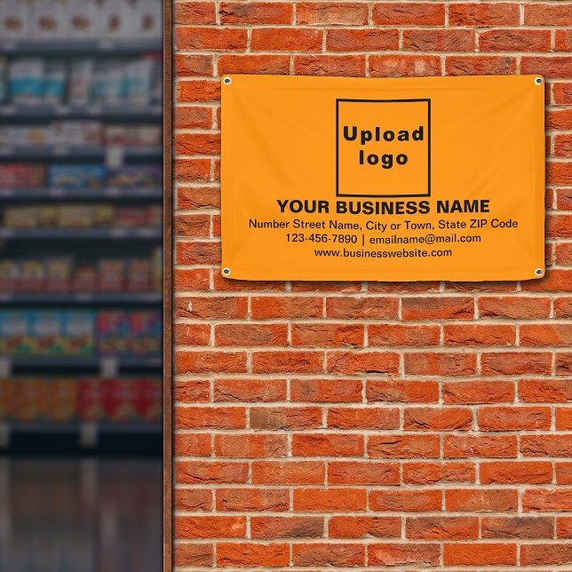 Centre Aligned Business Brand on Orange Banner (Orange banner with your business brand in center aligned style)