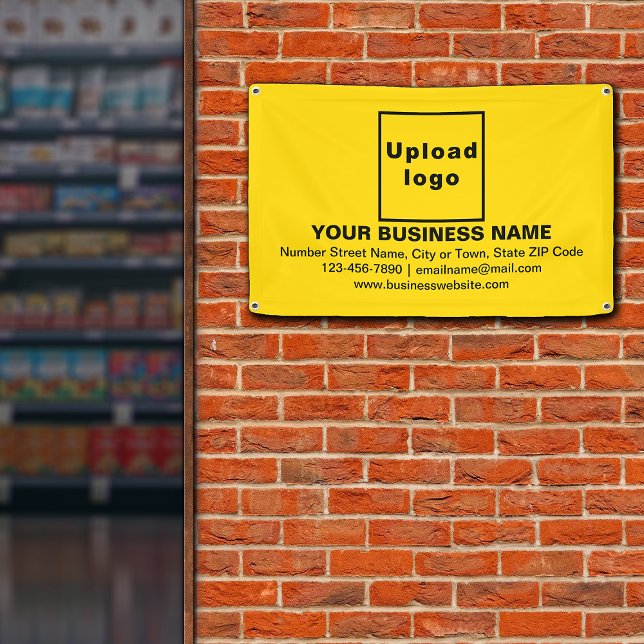 Centre Aligned Business Brand on Yellow Banner (Yellow banner with your business brand in center aligned style)