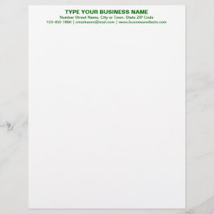 Centre Aligned Green Plain Texts Heading of Custom Letterhead
