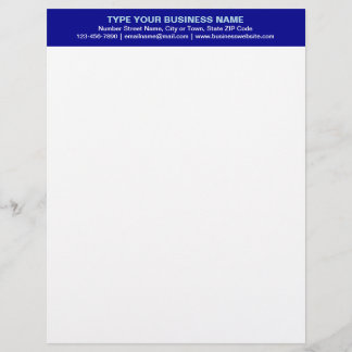 Centre Aligned Plain Texts on Blue Heading of Custom Letterhead