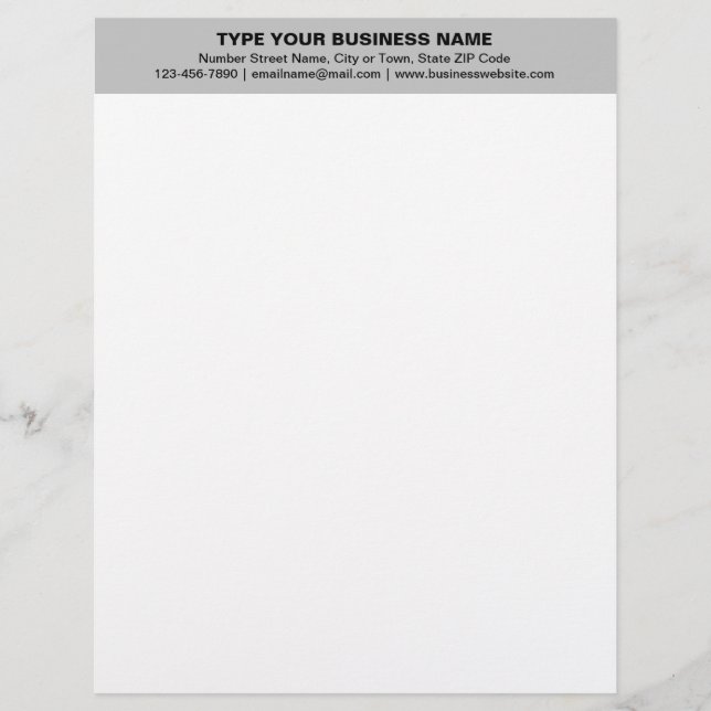 Centre Aligned Plain Texts on Grey Heading of Custom Letterhead (Front)