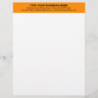 Centre Aligned Plain Texts on Orange Heading of Custom Letterhead