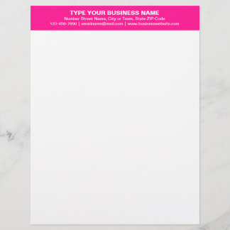 Centre Aligned Plain Texts on Pink Heading of Custom Letterhead