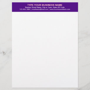 Centre Aligned Plain Texts on Purple Heading of Custom Letterhead
