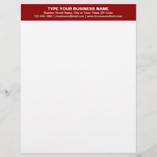 Centre Aligned Plain Texts on Red Heading of Custom Letterhead