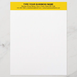 Centre Aligned Plain Texts on Yellow Heading of Custom Letterhead