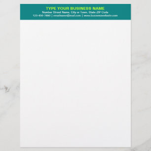 Centre Aligned Plain Texts, Teal Green Heading of Custom Letterhead