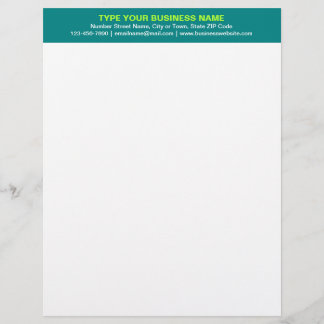 Centre Aligned Plain Texts, Teal Green Heading of Custom Letterhead