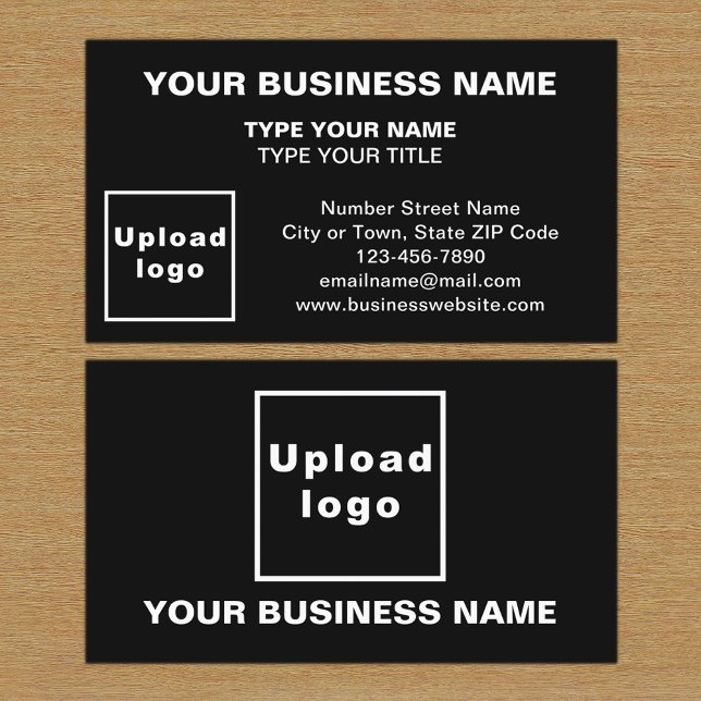 Centre Aligned Style Black Business Card (The front and back of the black business card)
