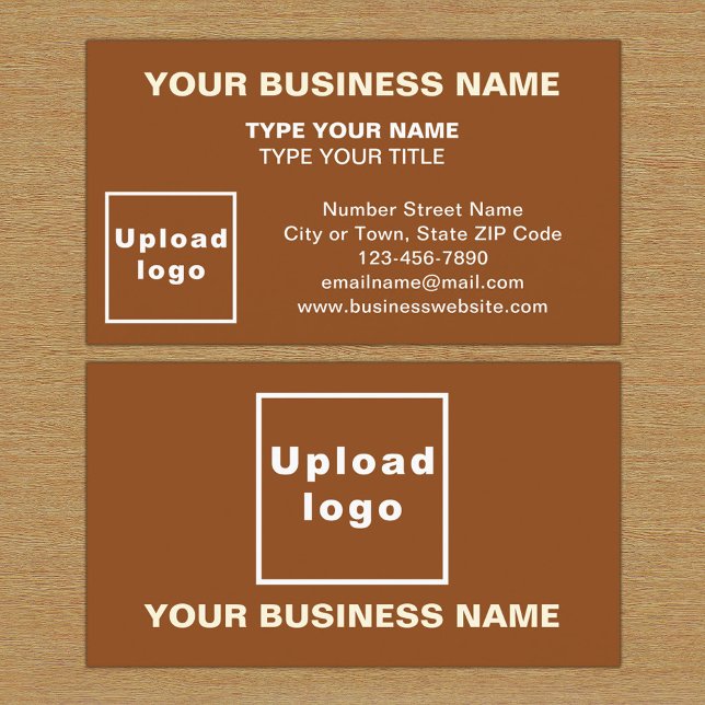 Centre Aligned Style Brown Business Card (The front and back of the brown business card)