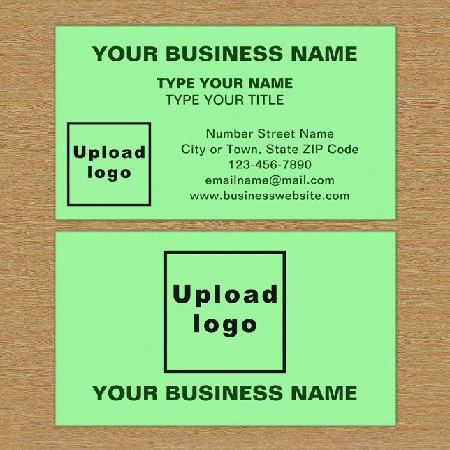 Centre Aligned Style Light Green Business Card (The front and back of the light green business card)