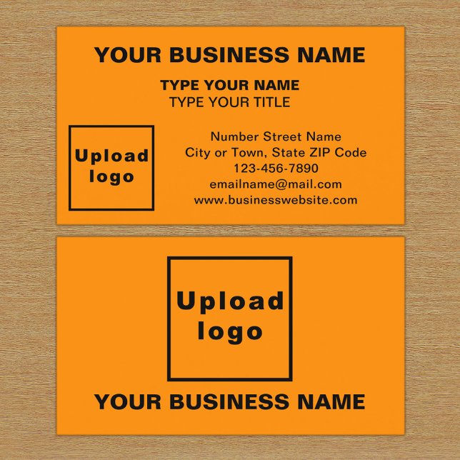 Centre Aligned Style Orange Business Card (The front and back of the orange business card)