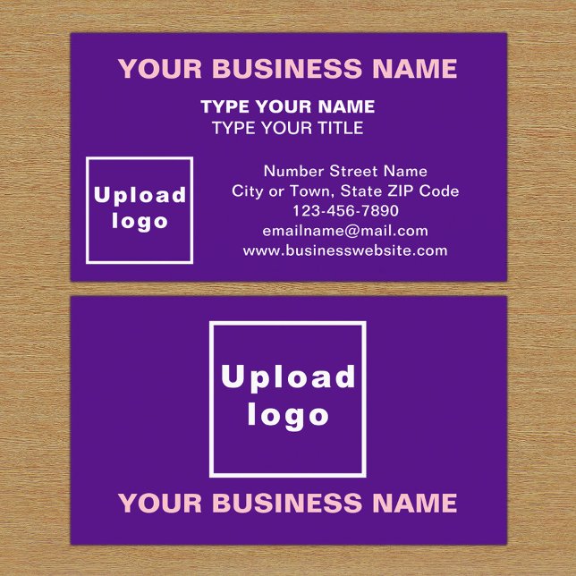 Centre Aligned Style Purple Business Card (The front and back of the purple business card)