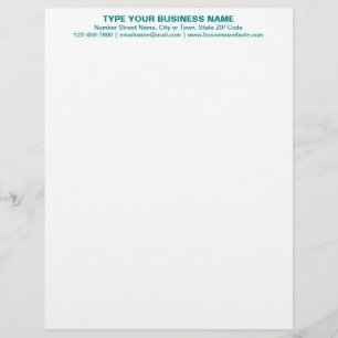 Centre Aligned Teal Green Plain Texts Heading of Custom Letterhead