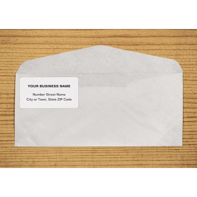 Centre Aligned Text Based White Business Shipping (Center aligned plain text business white shipping label on envelope)