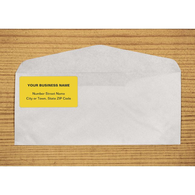 Centre Aligned Text Based Yellow Business Shipping (Center aligned plain text business yellow shipping label on envelope)