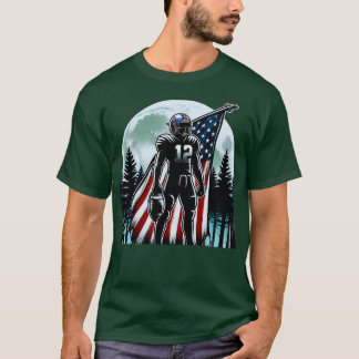 Centre American Flag Full Moon Player 3 T-Shirt