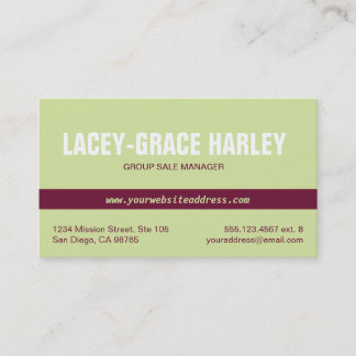 Centre attention brown stripe green professional business card