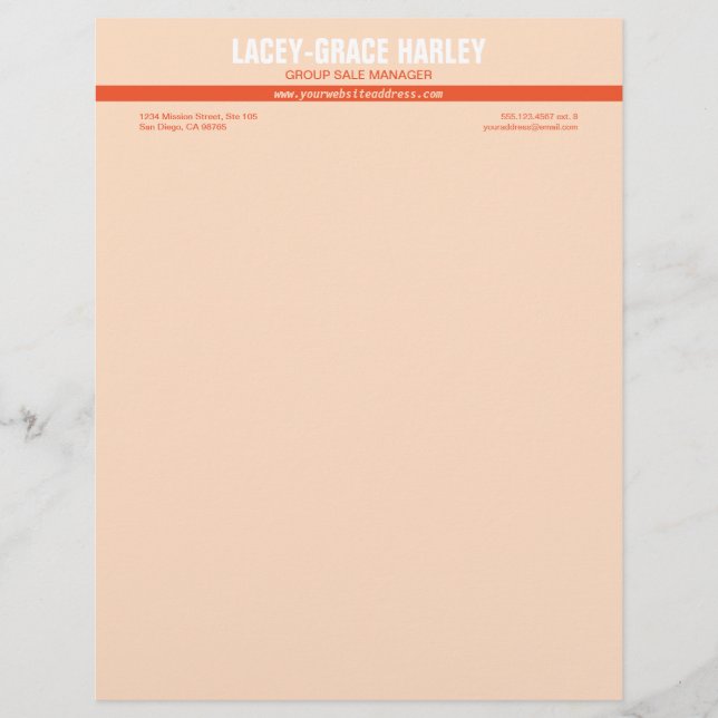 Centre attention orange stripe pink professional customized letterhead (Front)
