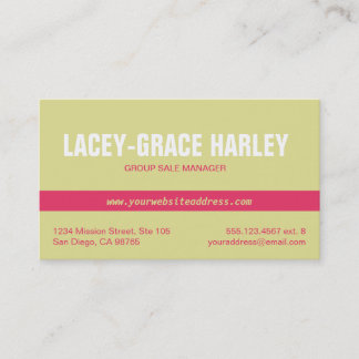 Centre attention pink stripe ecru professional business card